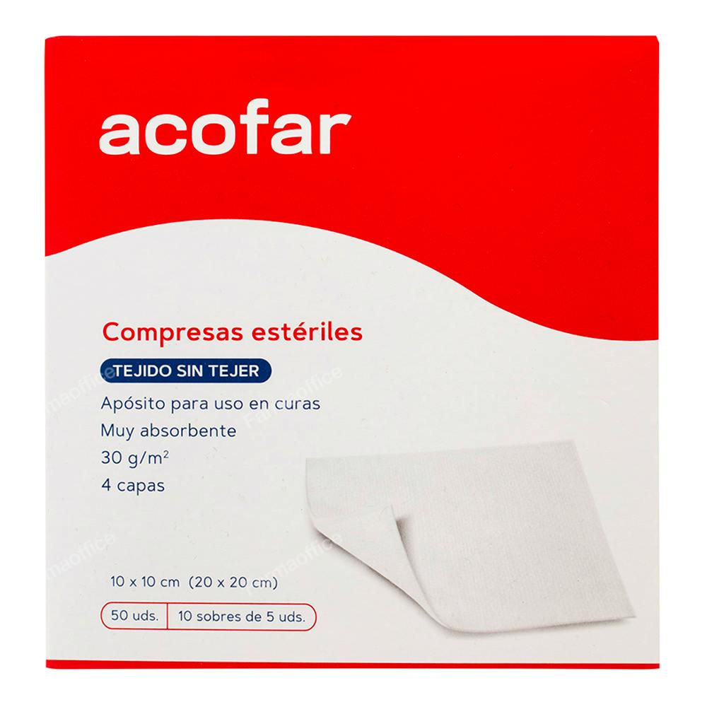 ACOFAR COMPRESA EST TEJIDO S/TEJER 10X10 CM (SOB-5U) 50 UN