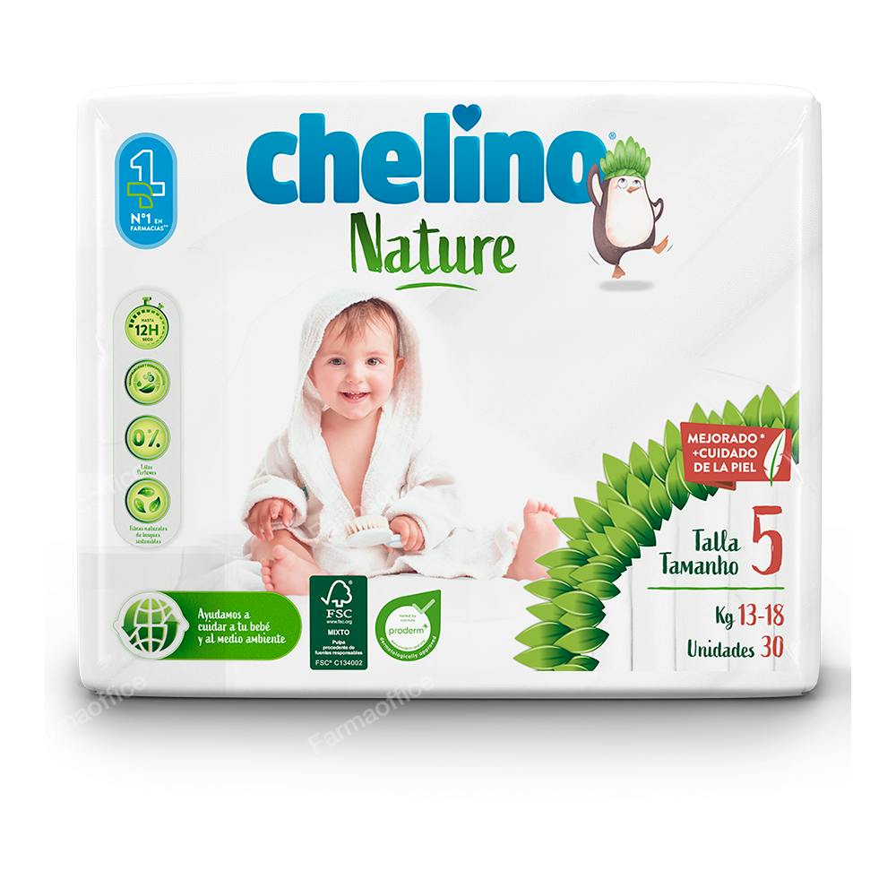 CHELINO PAÑAL INF NATURE T/5 13-18 KG 30 UN