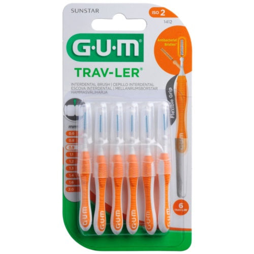 CEPILLO INTERDENTAL GUM TRAV-LER 1412 0,9MM NARANJA 6 U