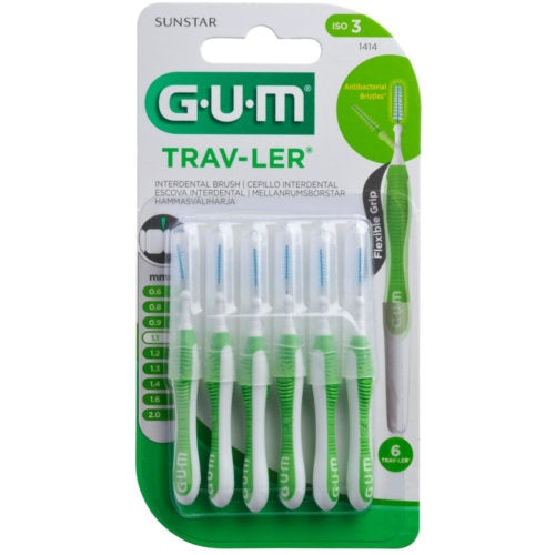 GUM CEPILLO INTERDENTAL TRAV-LER 1414 1,1MM VERDE 6 U