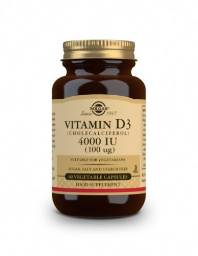 SOLGAR VITAMINA D3 COLECALCIFEROL  4000 UI 100 MICROGRAMOS 60 CAPSULAS VEGETALES