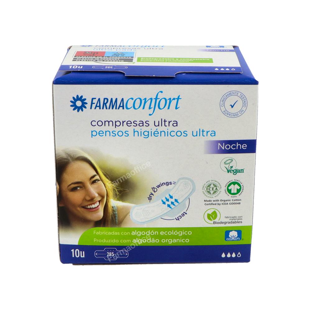 FARMACONFORT COMPRESAS 100% ALGODON NOCHE ALAS 10 U
