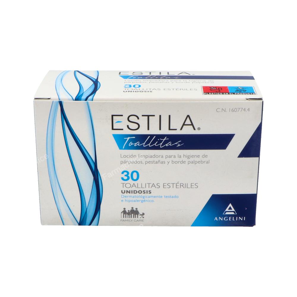 ESTILA TOALLITAS ESTERILES DE UN SOLO USO HIGIENE DE PARPADOS/ PESTAÑAS Y BORDE PALPEBRAL 30 UNIDADE