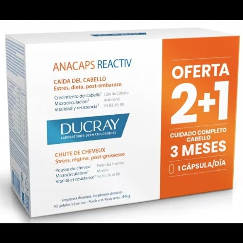 ANACAPS REACTIV CABELLO Y UÑAS DUCRAY 3 ENVASES 30 CAPSULAS