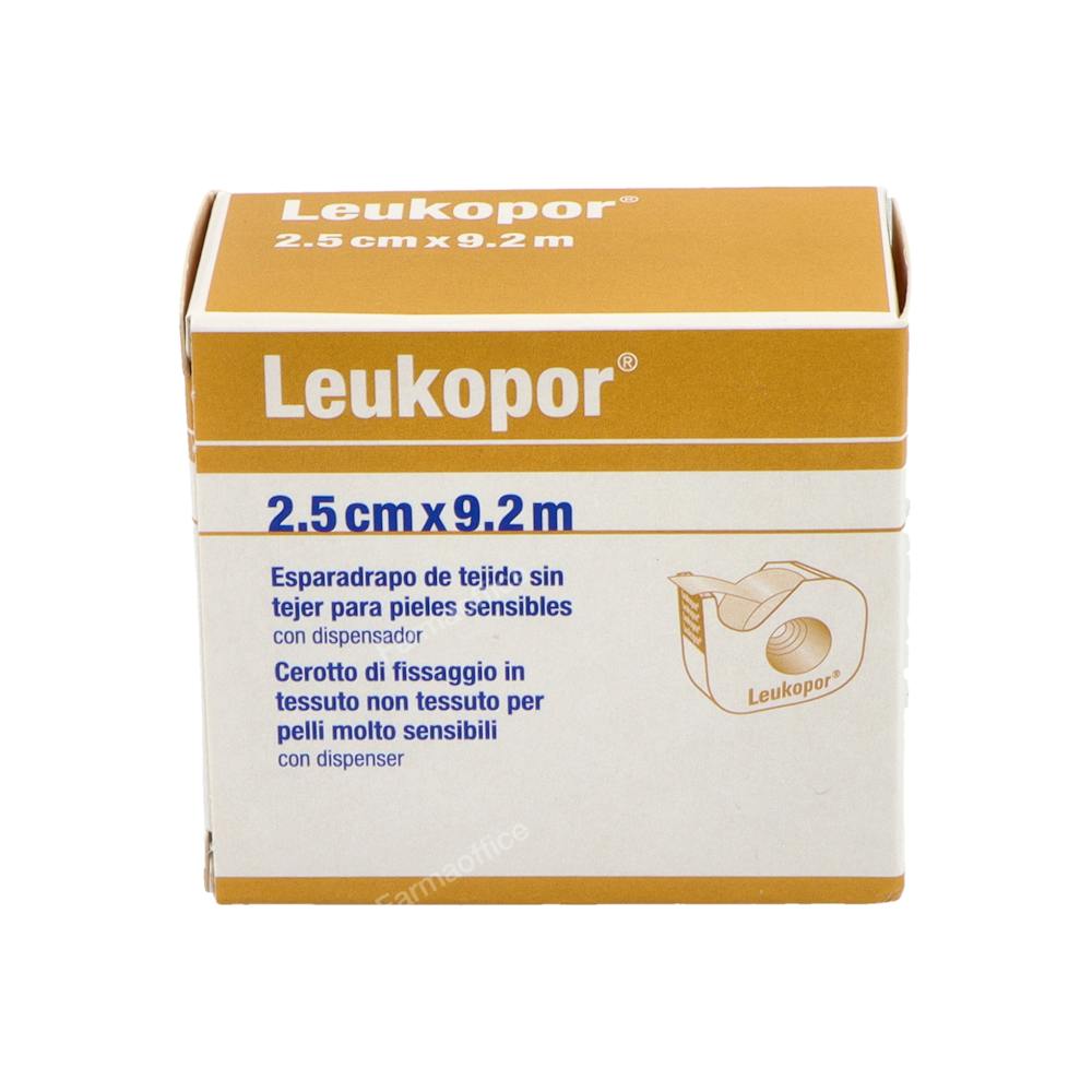 ESPARADRAPO HIPOALERGICO LEUKOPOR PAPEL 1 UNIDAD CON DISPENSADOR 9,2 M X 2,5 CM