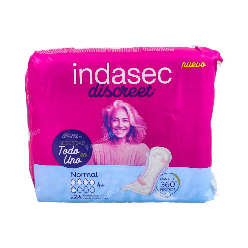 INDASEC DISCREET NORMAL COMPRESA PERDIDAS LEVES  24 UNIDADES
