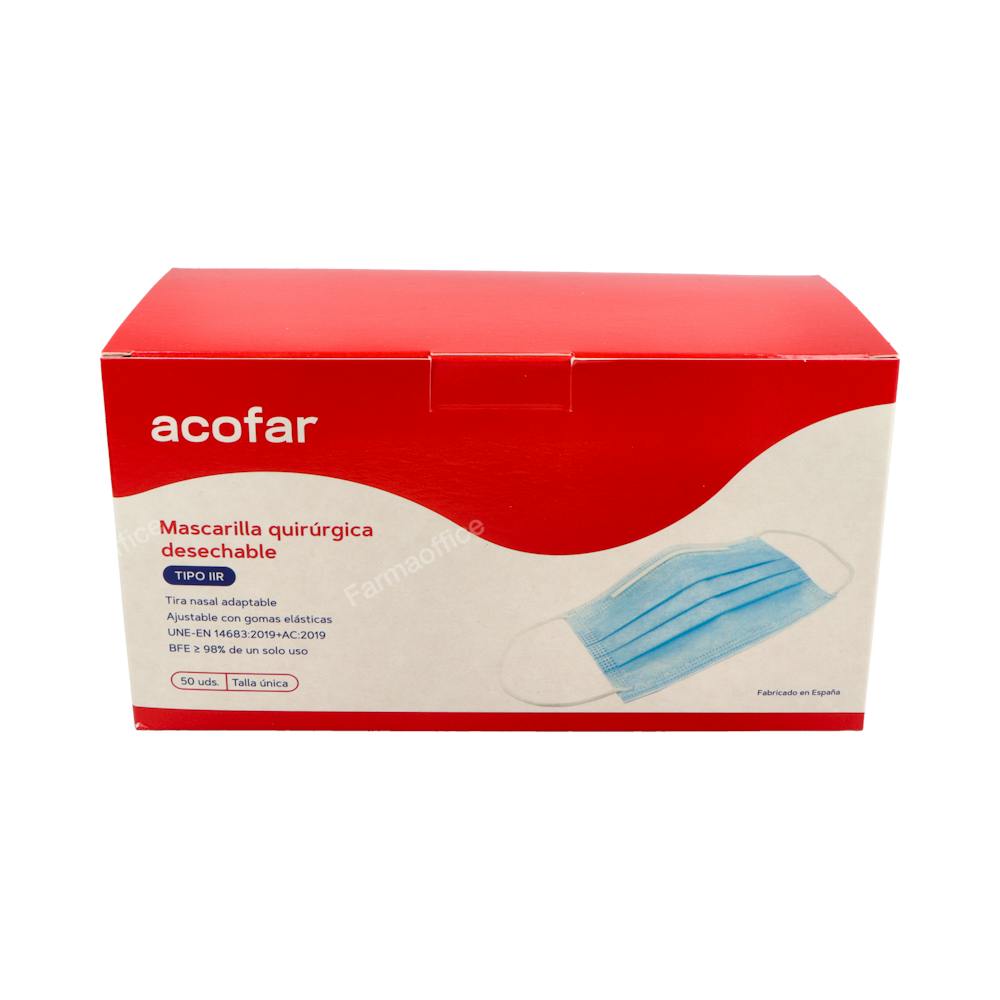 MASCARILLA QUIRURG IIR ACOFARMA 50 UN IM AZUL PAQ 10