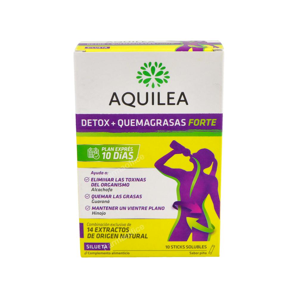 AQUILEA DETOX + QUEMAGRASA FORTE  10 STICKS 15 ML SABOR PIÑA